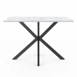 Table à manger rectangulaire effet marbre blanc pied araignée métal noir*IDMarket Hot
