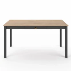Table à manger rectangulaire bois et noir avec tiroir*IDMarket Discount