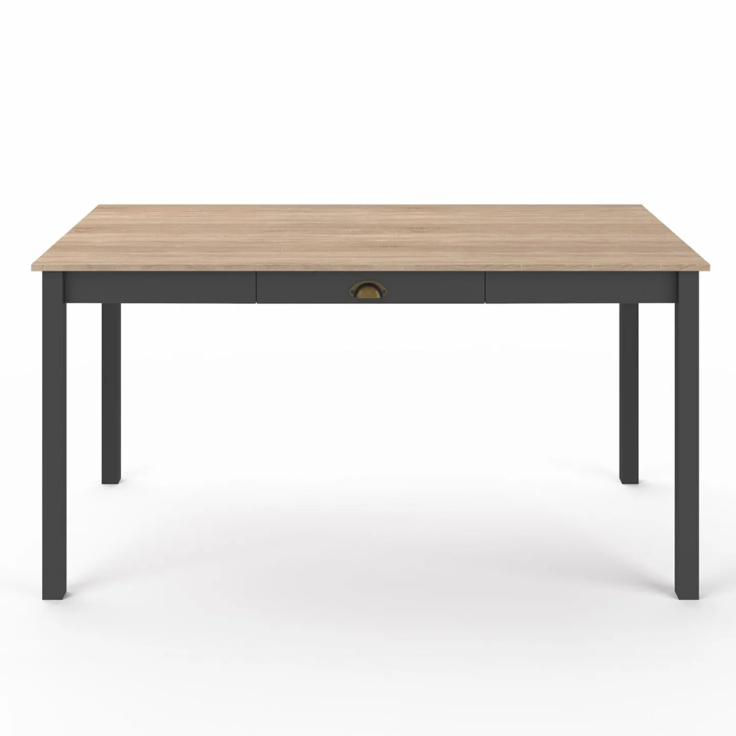 Table à manger rectangulaire bois et noir avec tiroir*IDMarket Discount