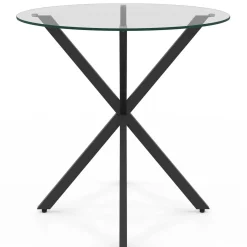 Table à manger ronde 80 cm 4 personnes pied araignée noir et plateau verre*IDMarket Hot