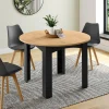 Table à manger ronde 110 cm 4-6 personnes noire plateau façon hêtre*IDMarket Sale