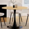 Table à manger ronde 100 cm bois et noir 4 personnes pied tulipe*IDMarket Best