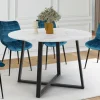 Table à manger ronde 4-6 personnes 110 cm effet marbre blanc et noir*IDMarket Discount