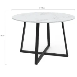 Table à manger ronde 4-6 personnes 110 cm effet marbre blanc et noir*IDMarket Discount