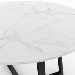 Table à manger ronde 4-6 personnes 110 cm effet marbre blanc et noir*IDMarket Discount