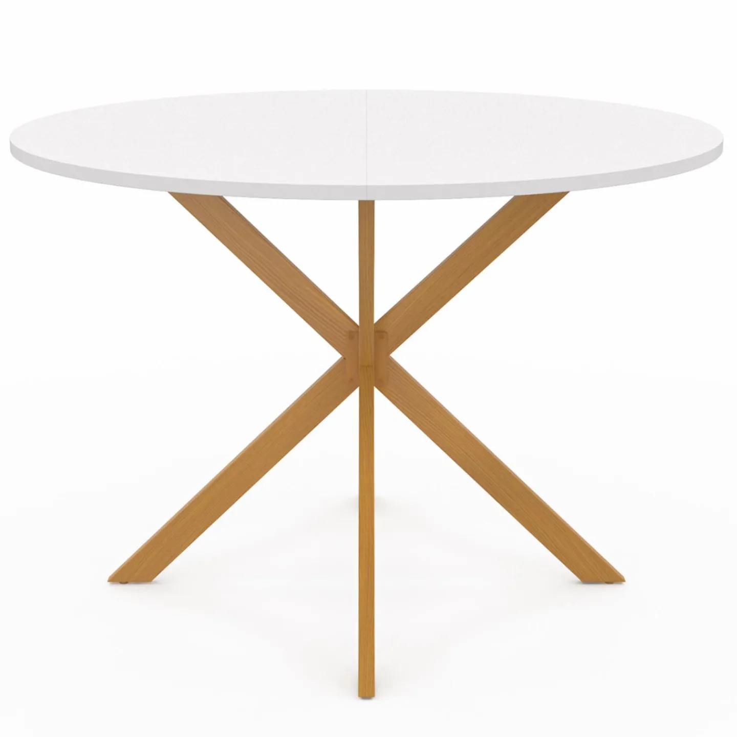 Table à manger ronde 6 personnes 110 cm bois et blanc*IDMarket Online
