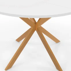 Table à manger ronde 6 personnes 110 cm bois et blanc*IDMarket Online
