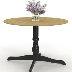 Table à manger ronde 4-6 personnes 110cm bois façon hêtre et noir*IDMarket Sale