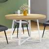 Table à manger ronde 4-6 personnes bois et blanc 110-150 cm*IDMarket New