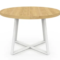 Table à manger ronde 4-6 personnes bois et blanc 110-150 cm*IDMarket New