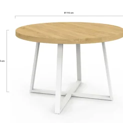 Table à manger ronde 4-6 personnes bois et blanc 110-150 cm*IDMarket New