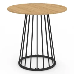 Table à manger ronde 4 personnes plateau bois et pied en métal noir 80 cm*IDMarket