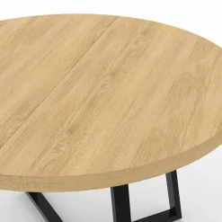 Table à manger ronde 4-6 personnes bois et noir*IDMarket Discount