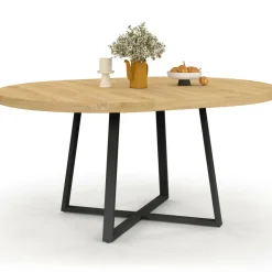 Table à manger ronde bois et noir 4-8 personnes*IDMarket Best