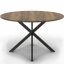 Table à manger ronde bois foncé et noir 110 cm*IDMarket Outlet