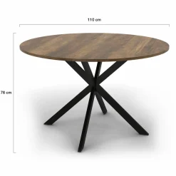 Table à manger ronde bois foncé et noir 110 cm*IDMarket Outlet