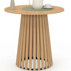 Table à manger ronde CARMEN 6 personnes pied bois en lattes et plateau bois 80 cm*IDMarket Best