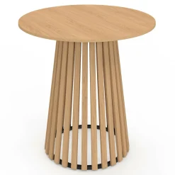 Table à manger ronde CARMEN 6 personnes pied bois en lattes et plateau bois 80 cm*IDMarket Best