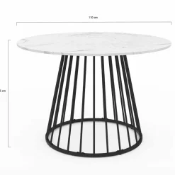 Table à manger ronde effet marbre blanc et pied en métal*IDMarket Discount