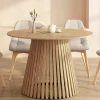 Table à manger ronde en bois 6 personnes pied en lattes plateau bois*IDMarket Clearance
