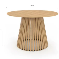 Table à manger ronde en bois 6 personnes pied en lattes plateau bois*IDMarket Clearance