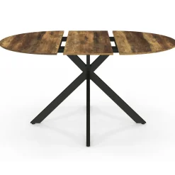 Table à manger ronde extensible bois foncé et noir 110-150 cm 4-8 personnes pied araignée*IDMarket Discount