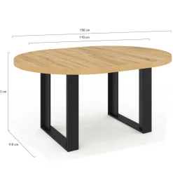 Table à manger ronde extensible bois et noir 4-6 personnes*IDMarket Hot
