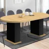 Table à manger ronde extensible 110-200 cm 4-10 personnes bois et noir style moderne*IDMarket Clearance
