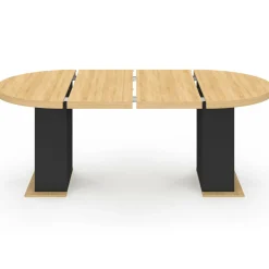 Table à manger ronde extensible 110-200 cm 4-10 personnes bois et noir style moderne*IDMarket Clearance