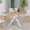 Table à manger ronde extensible bois et blanc 110-150 cm 4-8 personnes pied araignée*IDMarket Online