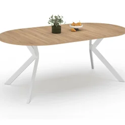 Table à manger ronde extensible 110-200 cm 4-10 personnes bois et blanc pied araignée*IDMarket Best