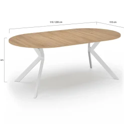 Table à manger ronde extensible 110-200 cm 4-10 personnes bois et blanc pied araignée*IDMarket Best