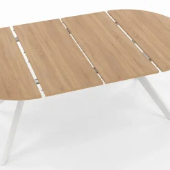 Table à manger ronde extensible 110-200 cm 4-10 personnes bois et blanc pied araignée*IDMarket Best