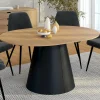 Table à manger ronde extensible 4-8 personnes bois effet hêtre et pied noir 110-150 cm*IDMarket Outlet