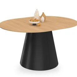 Table à manger ronde extensible 4-8 personnes bois effet hêtre et pied noir 110-150 cm*IDMarket Outlet