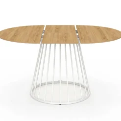 Table à manger ronde extensible 110-150 cm 4-8 personnes plateau bois et pied filaire métal blanc*IDMarket