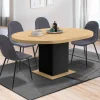 Table à manger ronde extensible 4-8 personnes noir et bois*IDMarket