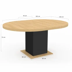 Table à manger ronde extensible 4-8 personnes noir et bois*IDMarket
