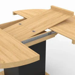 Table à manger ronde extensible 4-8 personnes noir et bois*IDMarket