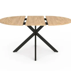 Table à manger ronde extensible noir et bois pour 6-8 personnes*IDMarket Sale
