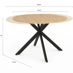 Table à manger ronde extensible noir et bois pour 6-8 personnes*IDMarket Sale