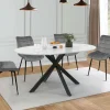 Table à manger ronde extensible plateau effet marbre 110-150 cm 4-8 personnes pied araignée métal noir*IDMarket Outlet