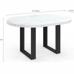 Table à manger ronde extensible de 110-150 cm pour 4 à 6 personnes à l’effet marbre*IDMarket Best