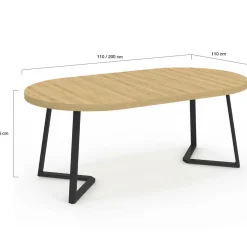 Table à manger ronde extensible 110-200 cm 4-10 personnes en bois et pieds noirs*IDMarket Outlet