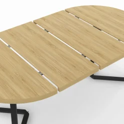 Table à manger ronde extensible 110-200 cm 4-10 personnes en bois et pieds noirs*IDMarket Outlet