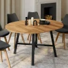 Table à manger ronde extensible bois et métal noir*IDMarket Best
