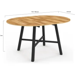Table à manger ronde extensible bois et métal noir*IDMarket Best
