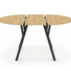 Table à manger ronde extensible 110-150 cm 4-8 personnes bois et noir design industriel*IDMarket