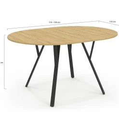 Table à manger ronde extensible 110-150 cm 4-8 personnes bois et noir design industriel*IDMarket