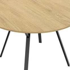 Table à manger ronde extensible 110-150 cm 4-8 personnes bois et noir design industriel*IDMarket